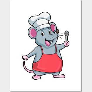 Rat as Chef with Cooking apron & Wooden spoon Posters and Art